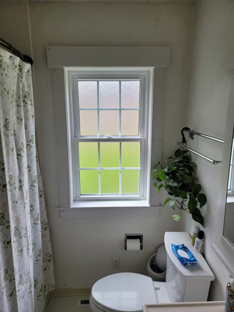 White-trimmed window viewed from inside