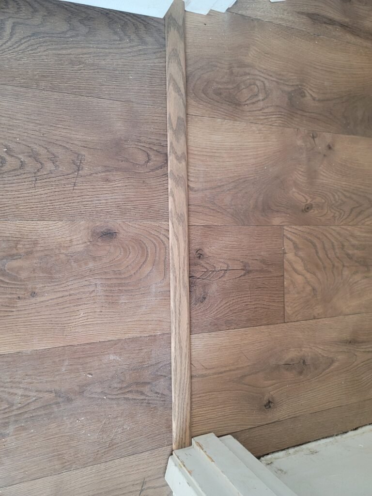 Close view of a flooring transition