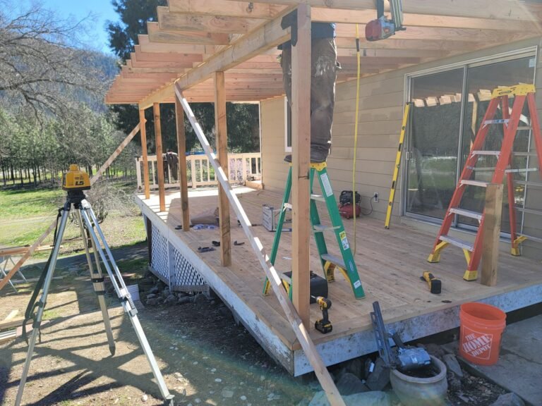 Covered porch under construction