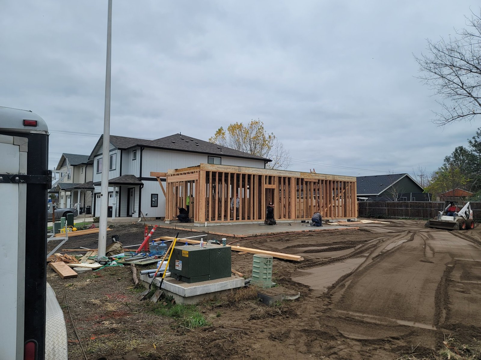 Wall framing during building construction