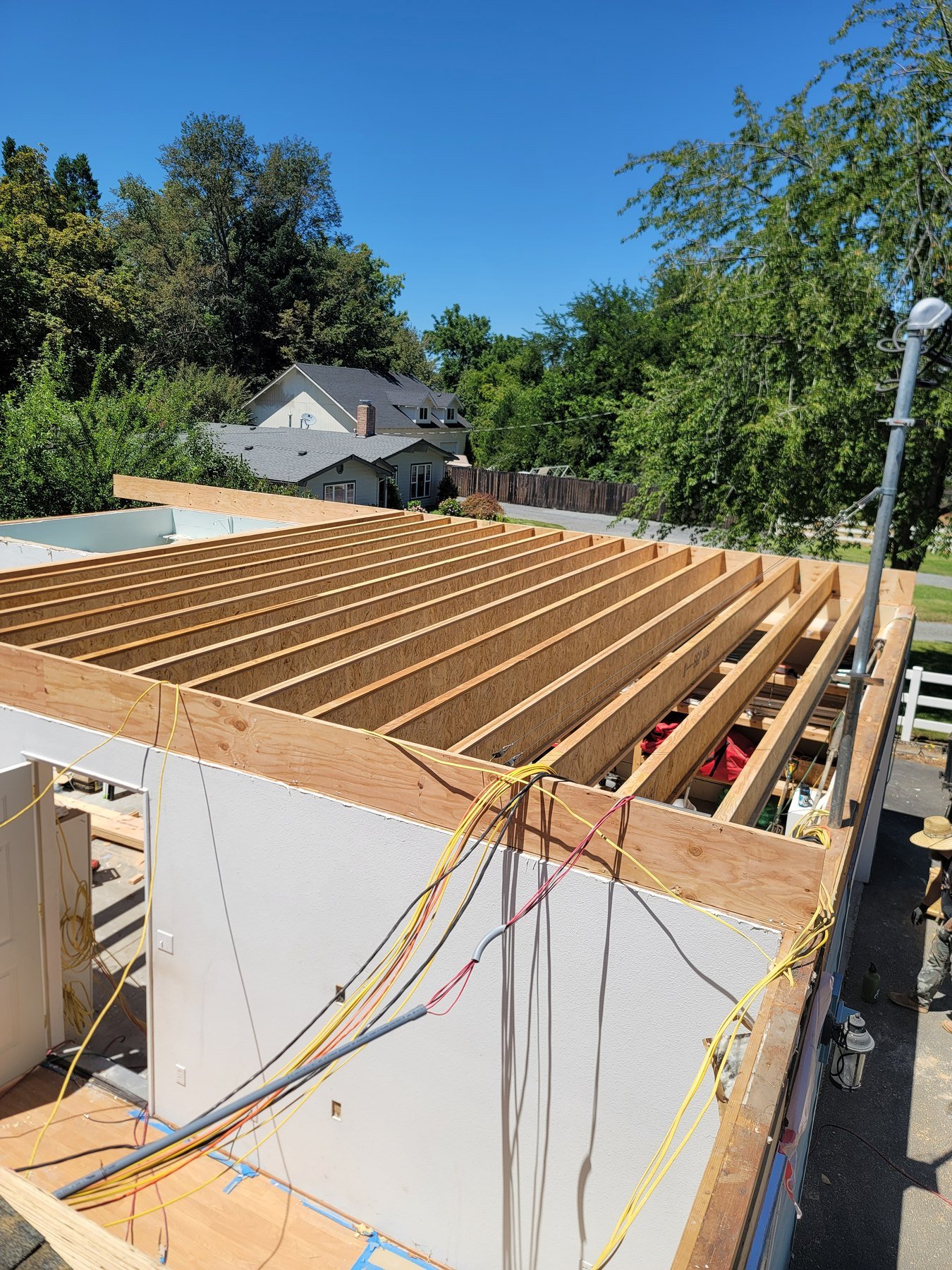 Floor joists installed above an existing structure